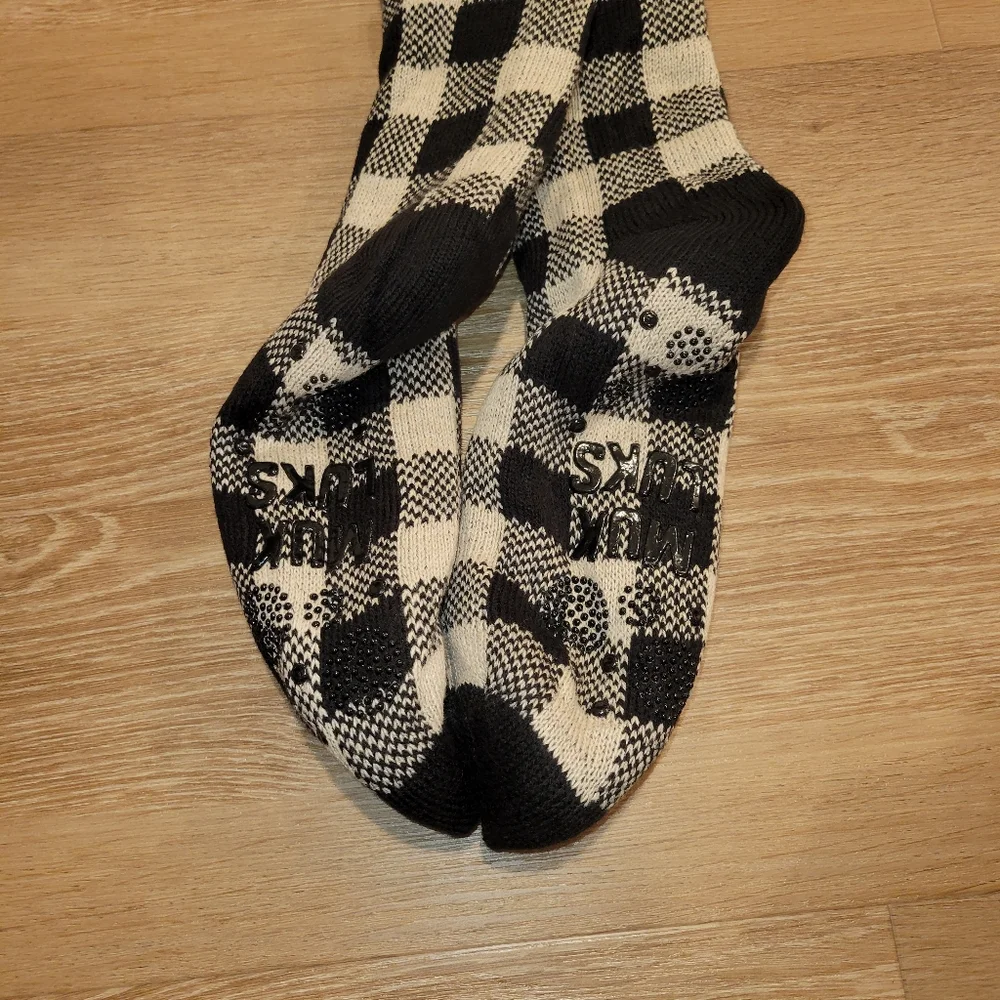 MUK LUKS Mens Cabin Socks Black Beige Size L/XL 11-13 New